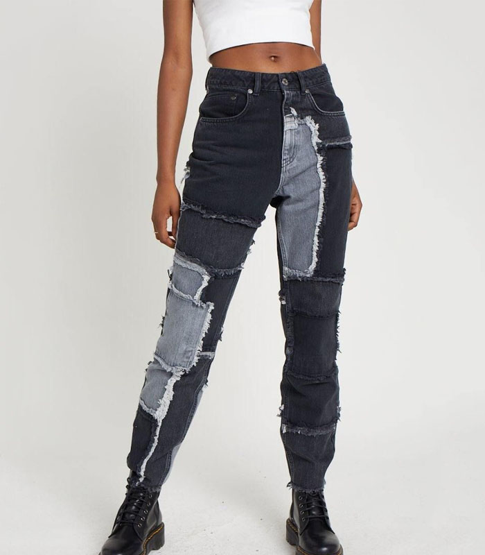 Ragged Jeans mixed char coal patchwork jeans