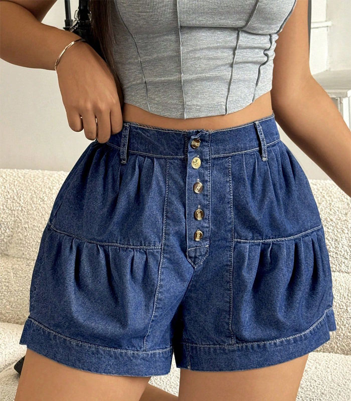 Plus Size Women's Casual Summer Non-Stretch Denim Shorts