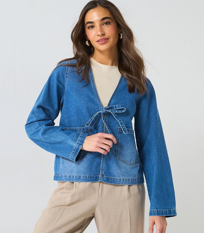 Tie Detail Denim Jacket for women
