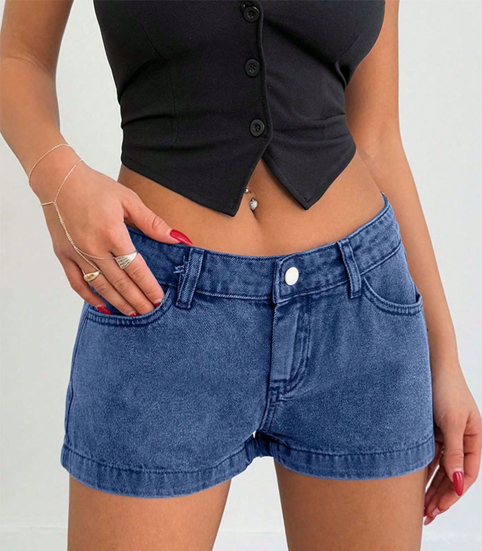 Women's Low Waist Pocketed Casual Versatile Denim Shorts